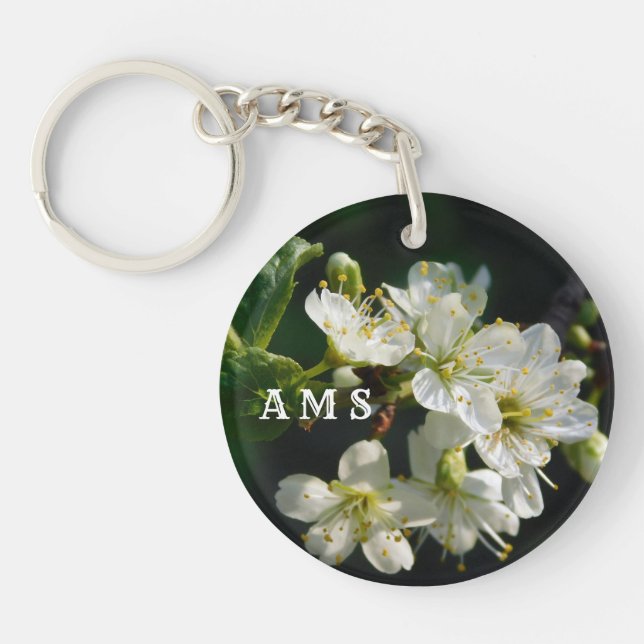 Dark Botanical Honey Bee & Plum Blossom Keychain (Devant)