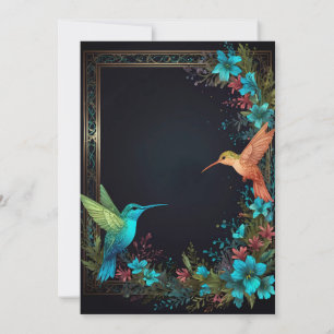 Dark Botanical Hummingbird Theme Einladung