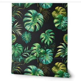 Dark Botanical Monstera Palm Peel and Stick Tapete