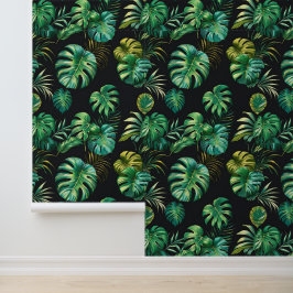 Dark Botanical Monstera Palm Peel and Stick Tapete