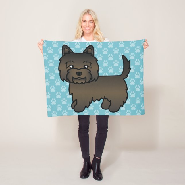 Dark Brindle Cairn Terrier Cartoon Dog Fleecedecke (Beispiel)