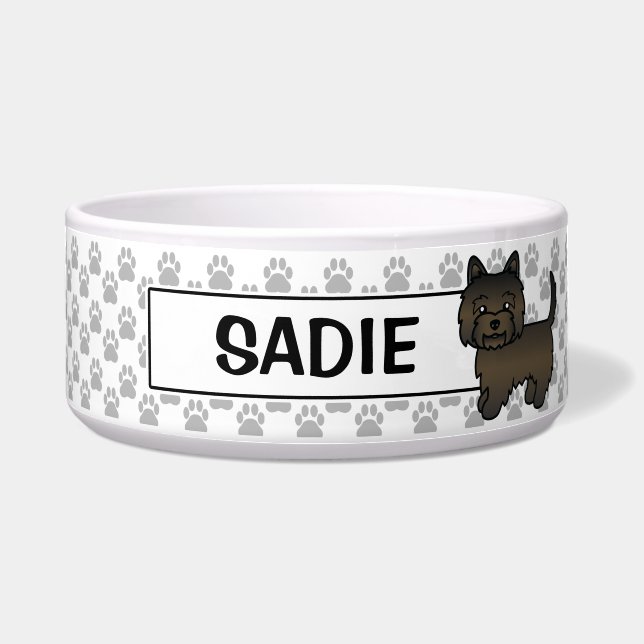 Dark Brindle Cairn Terrier Cartoon Dog Napf (Vorderseite)