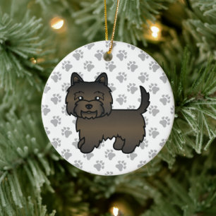 Dark Brindle Cairn Terrier Niedlicher Cartoon Dog Keramik Ornament