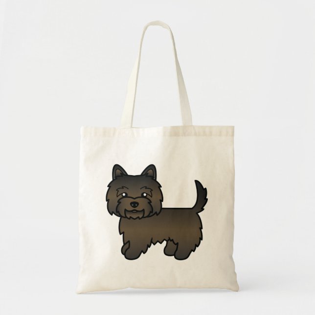 Dark Brindle Cairn Terrier Niedlicher Cartoon Dog Tragetasche (Vorne)