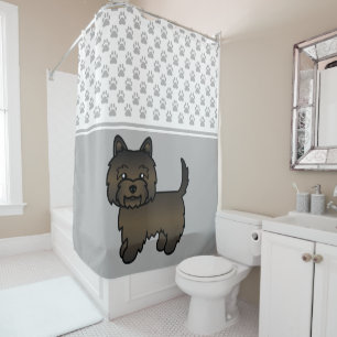 Dark Brindle Cairn Terrier Niedlicher Hund & Paws Duschvorhang