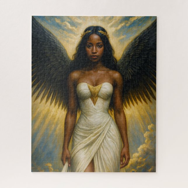 Dark Brown Angel Woman With Black Wings (Vertikal)