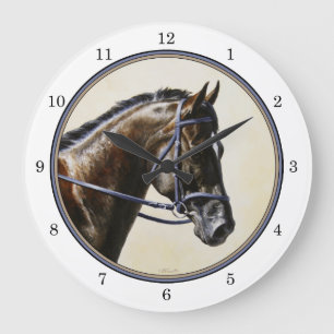Dark Brown Bay Trakehner Dressage Horse Große Wanduhr
