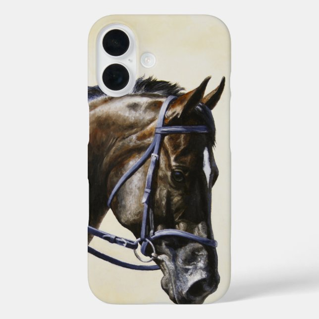 Dark Brown Bay Trakehner Dressage Horse iPhone 16 Hülle (Rückseite)
