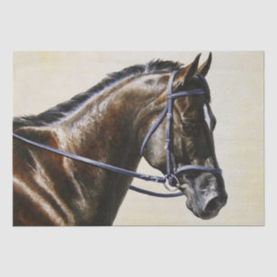 Dark Brown Bay Trakehner Dressage Horse Seidenpapier