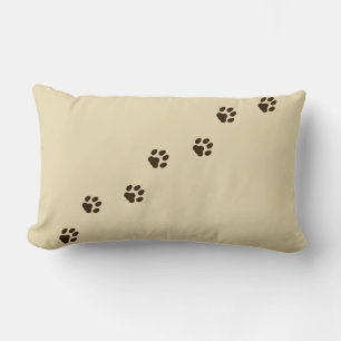 Dark Brown Cat Paw Prints Feline Tracks Tan Lendenkissen