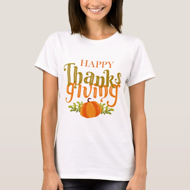 Dark Brown Fall glücklich Thanksgiving Yellow Pump T-Shirt (Vorderseite)