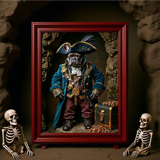 Dark Brown French Bulldog Blue Pirate Poster (Von Creator hochgeladen)