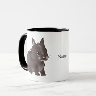 Dark brown lionhead bunny tasse