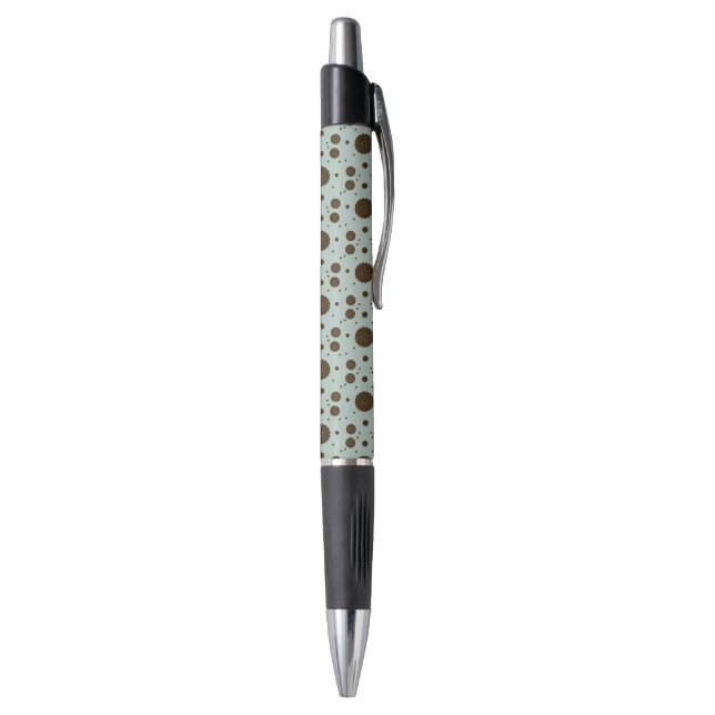 Dark Brown Micro Floral Sage Green  Kugelschreiber (Unterseite (Vertikal))
