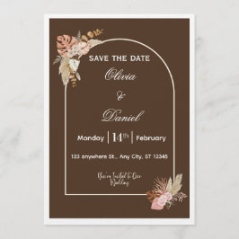 Dark Brown Minimalist Boho Wedding Invitation Einladung