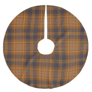 Dark Brown Orange Violet Tartan Karierte Weihnacht Polyester Weihnachtsbaumdecke