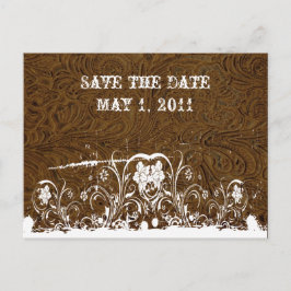 Dark Brown Toolleather Save the Date Ankündigungspostkarte