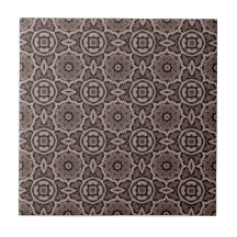 Dark Brown Tribal Carvings Keramik Tile
