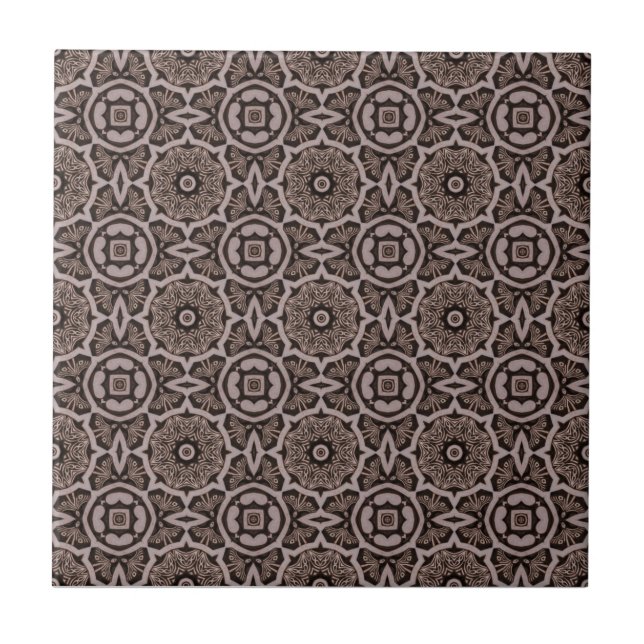 Dark Brown Tribal Carvings Keramik Tile Fliese (Vorderseite)