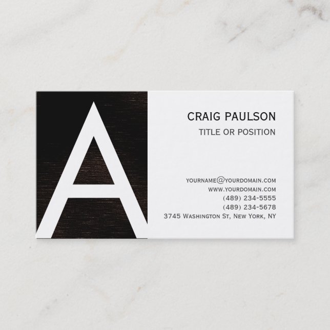Dark Brown White Monogram Muster Business Card Visitenkarte (Vorderseite)