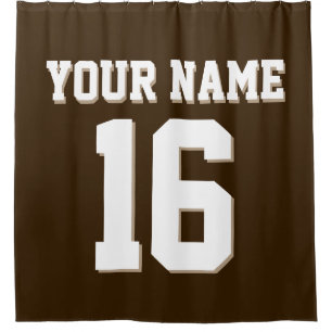 Dark Brown White Sports Jersey Team Jersey Duschvorhang