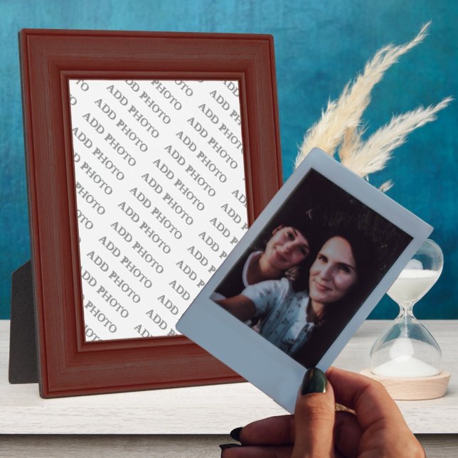 Dark Brown Wood Frame Image Add Your Photo Plaque Fotoplatte (Von Creator hochgeladen)