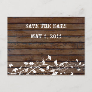 Dark Brown Wood Save the Date Ankündigungspostkarte