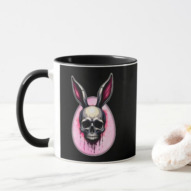 Dark Bunny Skull – Gothic Style - caneca Tasse (Mit Donut)