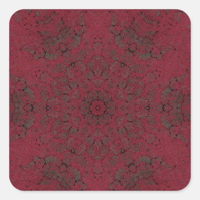 Dark Burgundy Pattern Hintergrund Quadratischer Aufkleber (Vorderseite)