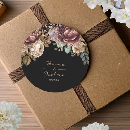 Dark Burgundy Watercolor Gastgeschenk Hochzeit Runder Aufkleber