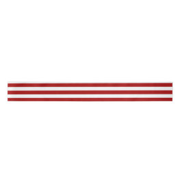 Dark Candy Apple Red and White Stripes Satinband