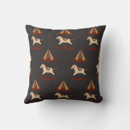 Dark Carousel Horse Pattern Throw Pillow Kissen