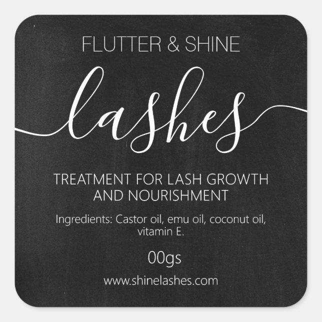 Dark Chalkboard Eyelash Eyebrow Thickener Quadratischer Aufkleber (Vorderseite)
