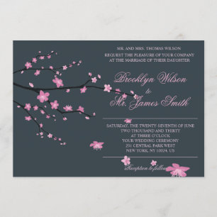 Dark Cherry Blossom Hochzeitseinladung Einladung