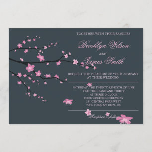 Dark Cherry Blossom Hochzeitseinladungen Einladung