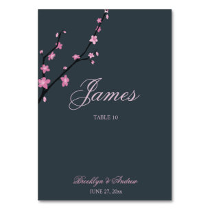 Dark Cherry Blossom Hochzeitstisch-Platzkarten Tischnummer