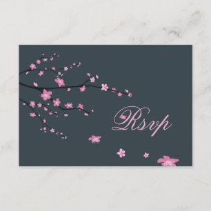 Dark Cherry Blossom RSVP Karten für Hochzeiten