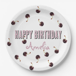 Dark Cherry Personalisiert Party Pappteller