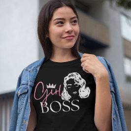 Dark Chic Girl Boss Zitat Starke Frauentypografie T-Shirt