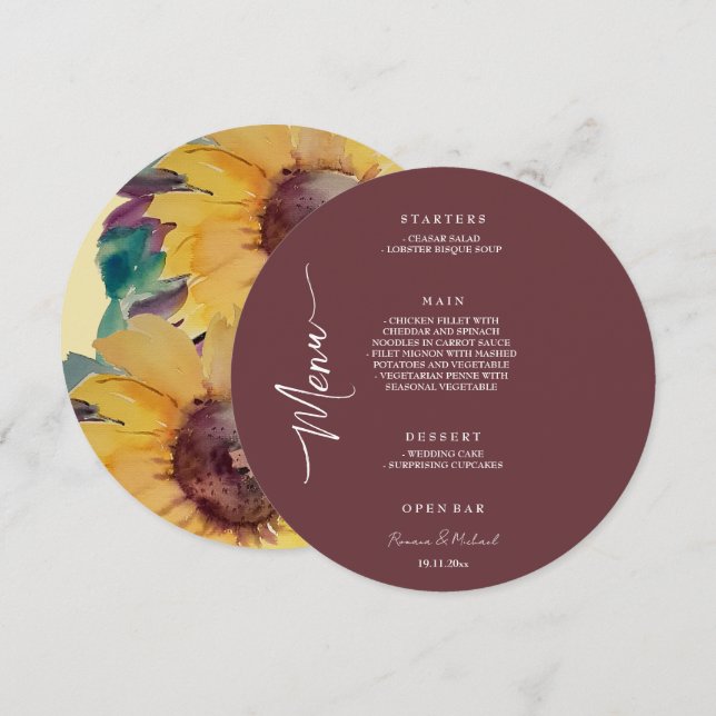 Dark Chocolate Brown Elegant Menükarte (Vorne/Hinten)