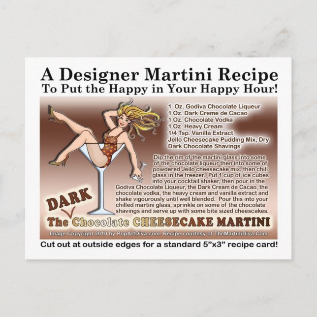 Dark Chocolate Cheesecake Martini Rezept Card Postkarte (Vorderseite)