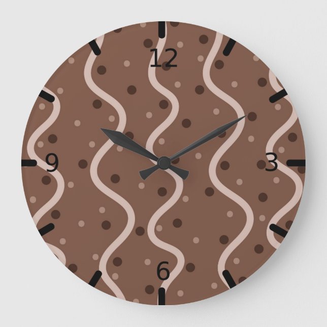Dark Chocolate Drizzle and Sprinkles Pattern Große Wanduhr (Vorderseite)