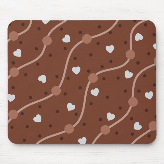 Dark Chocolate Heart Speckled Pattern Mousepad (Vorne)