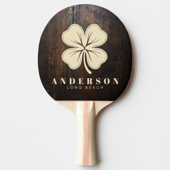 Dark Chopping Block Four Leaf Clover with Name Tischtennis Schläger (Vorderseite)