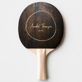 Dark Chopping Block Name in Drawn Circle Tischtennis Schläger