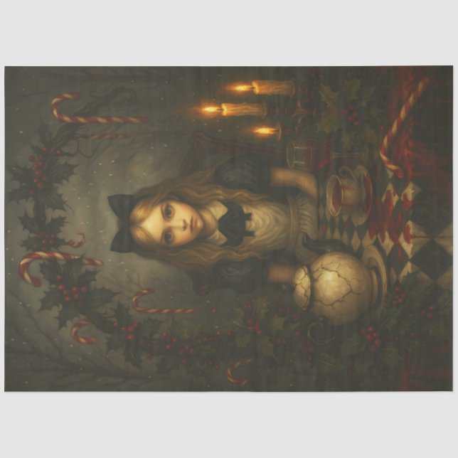 Dark Christmas Tea Party | Gothic Alice Holiday  Seidenpapier (Vorderseite)