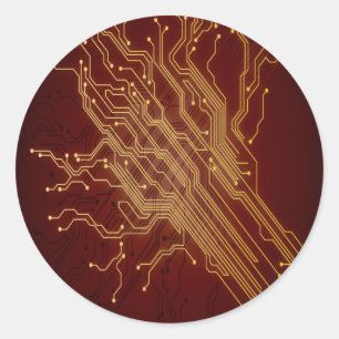 Dark Circuit Board Runder Aufkleber