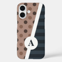 Dark Cocoa Polka Dot and Strip Pattern