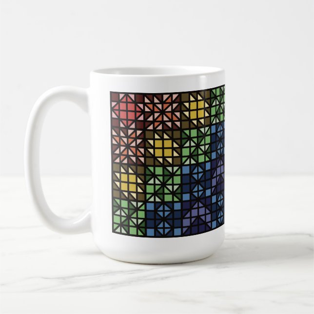 Dark Colourful Quilt Blocks Coffee Mug Kaffeetasse (Links)
