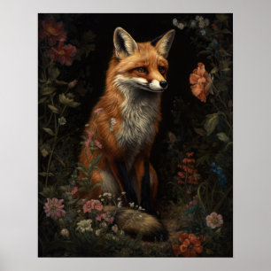 Dark Cotattcore Red Fox Art Print Poster